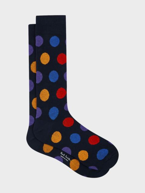 Paul Smith Men's Mike Large Polka Dot Cotton Crew Socks