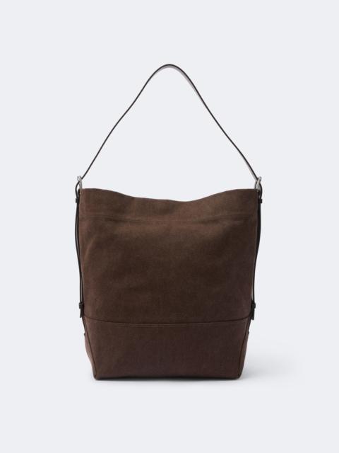Lemaire Belted leather-trimmed canvas tote bag