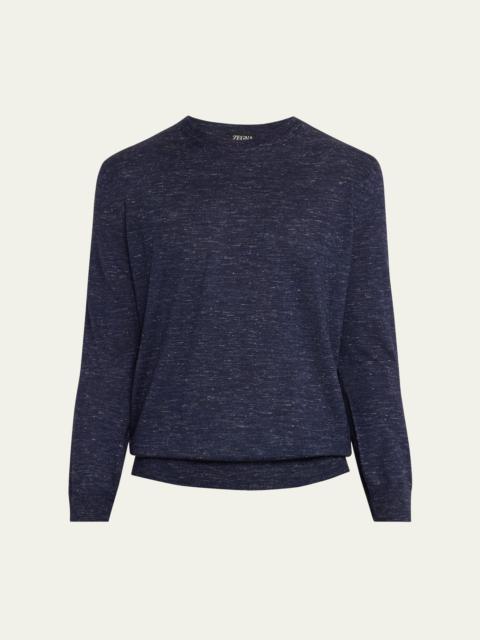 ZEGNA Men's Cashmere, Silk and Linen Crewneck Sweater