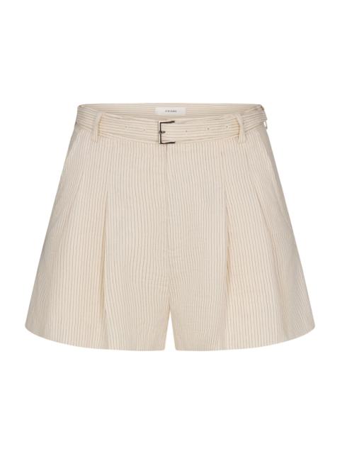 FRAME Women's The Striped Soho Wide-Leg Belted Shorts - Ecru Multi