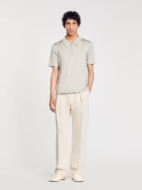 Sandro KNITTED POLO SHIRT WITH ZIP COLLAR