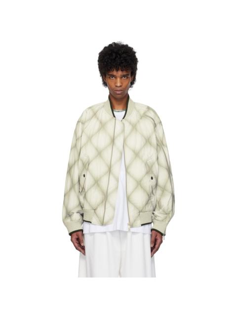 Dries Van Noten White & Gray Duck Canvas Bomber Jacket
