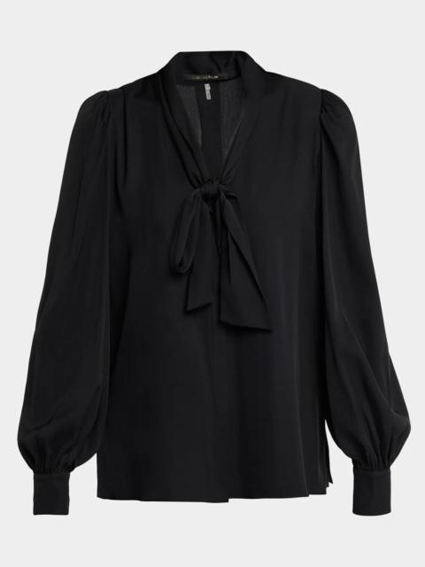 KOBI HALPERIN Selena Stretch-Silk Tieneck Blouse