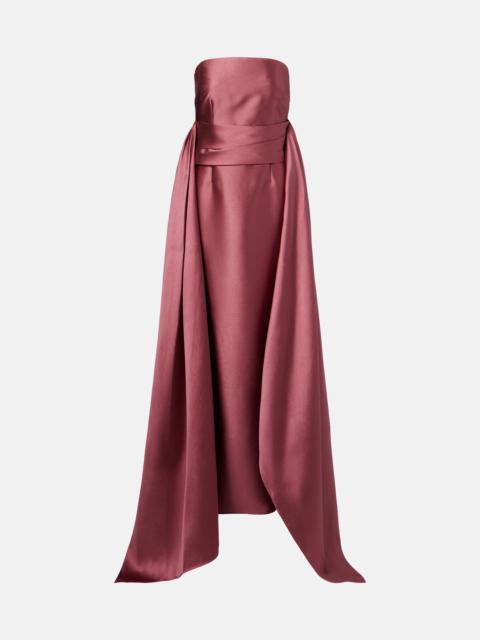 SOLACE LONDON Draped strapless satin gown