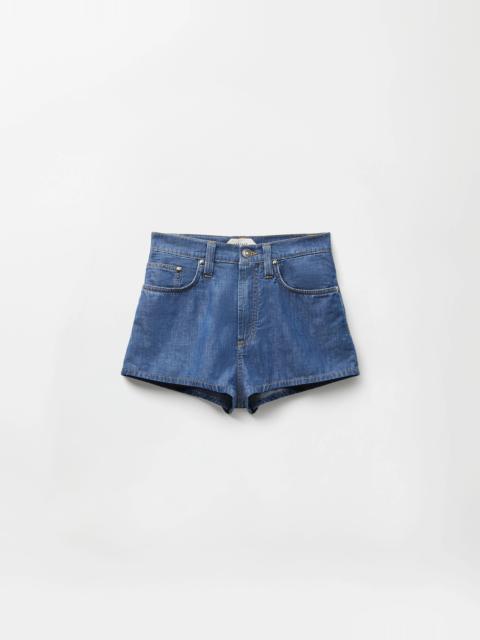 VERSACE Chambray Denim Mini Shorts