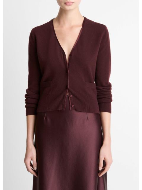 Vince Satin-Trim Wool & Cashmere-Blend Cardigan