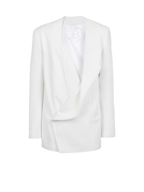 Balmain Satin kimono blazer with Balmain monogram