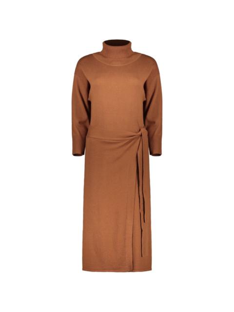 Yves Salomon high-neck gathered midi dress