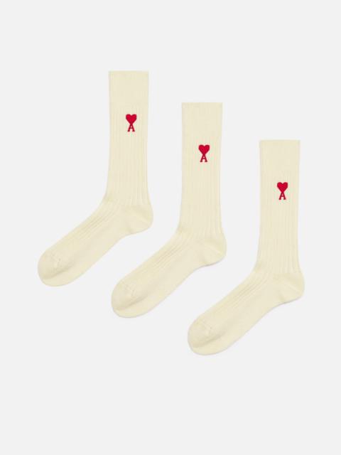 AMI Paris Three-Pack Ami De Cœur Socks