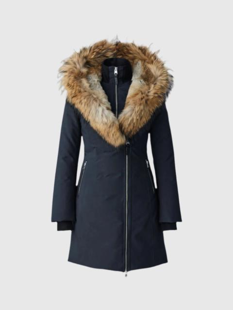MACKAGE TRISH Powder Touch down coat with natural fur Signature Mackage Collar