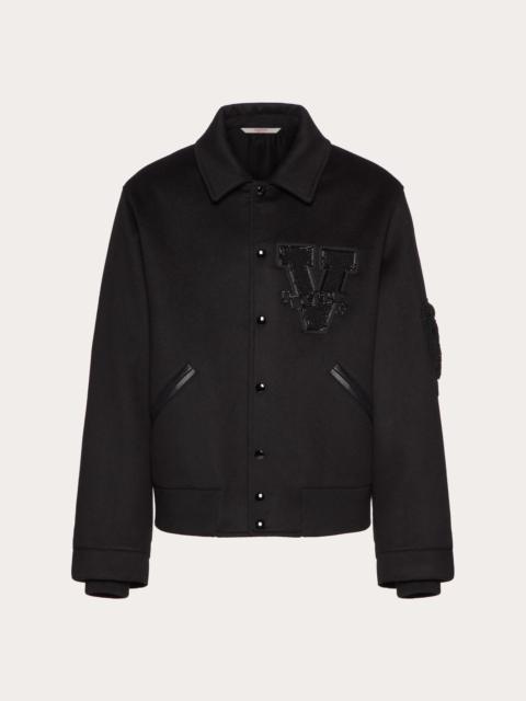 Valentino DOUBLE WOOL SPORTS JACKET WITH EMBROIDERED V CREW PATCHES