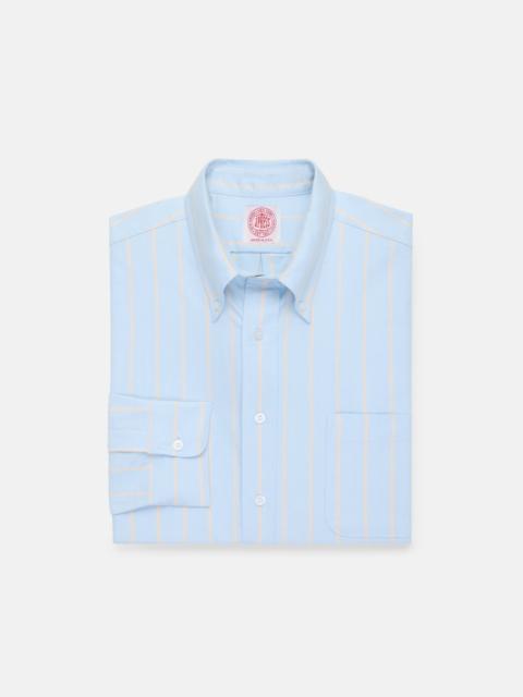 J. PRESS MADE-IN-USA LIGHT BLUE WITH ORANGE STRIPE OXFORD CLOTH SPORT SHIRT - CLASSIC FIT