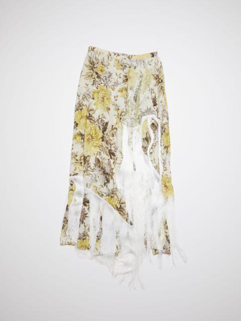 Acne Studios Flower print fringe skirt - Beige