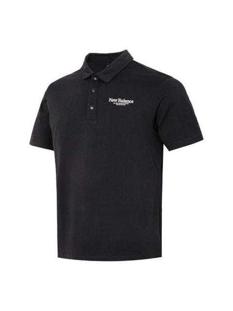 New Balance New Balance Logo Polo Tee 'Black White' 5FD24193-BK