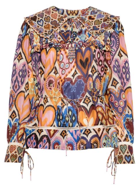 FARM RIO Heart Ikat blouse