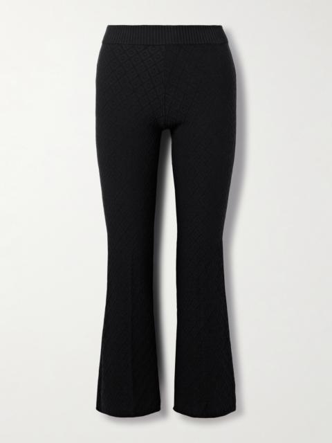 HIGH SPORT Kick It Cropped Cotton-blend Jacquard Flared Pants