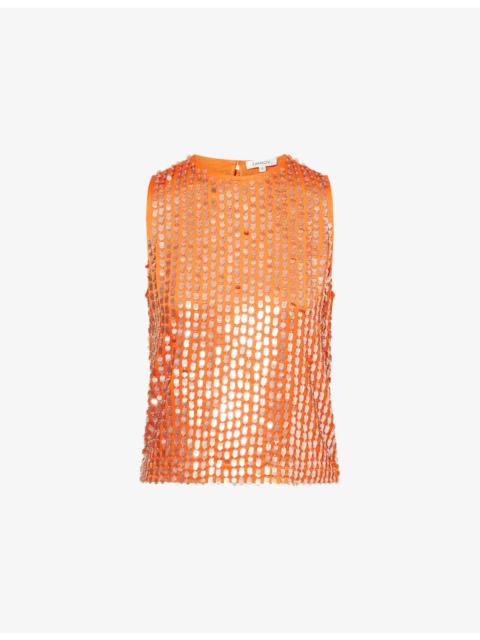 ZANKOV Eleanor Sequinned Silk Vest Top