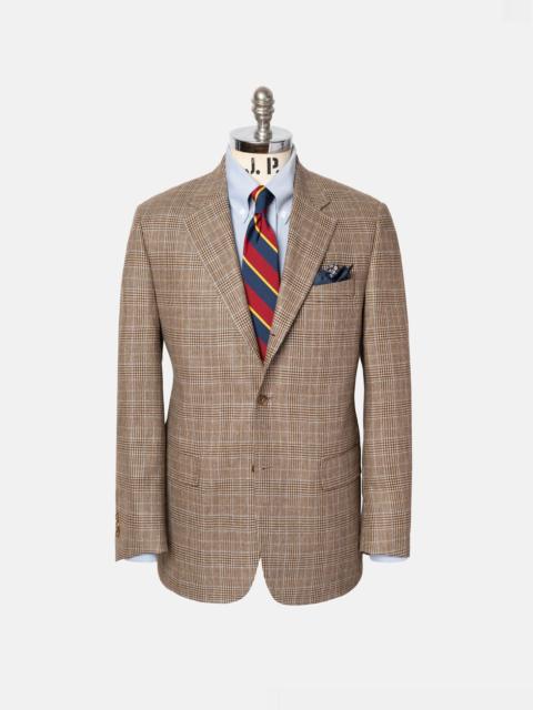 J. PRESS MADE-IN-CANADA LIGHT BROWN & BLUE GLEN PLAID SILK/WOOL SPORT COAT