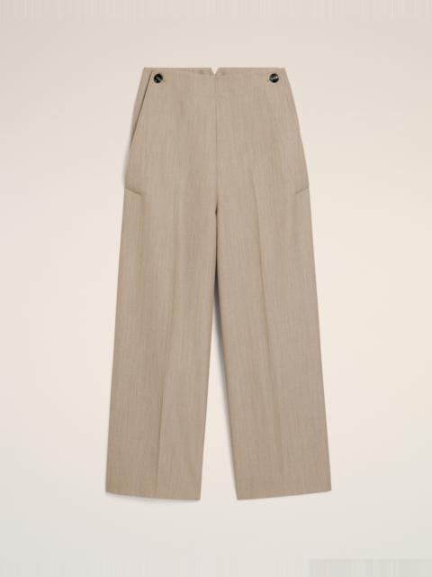 AMI Paris BEIGE NEW WOOL SAILOR TROUSERS