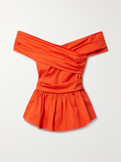 Altuzarra Pella Off-the-shoulder Cotton-blend Poplin Peplum Top