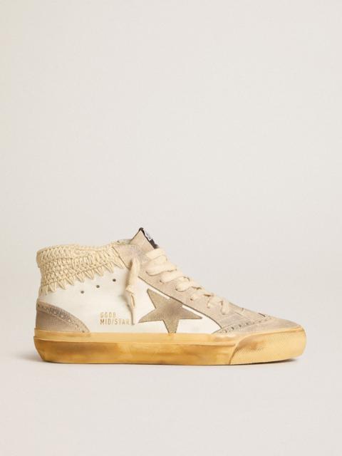 Mid Star LTD with pearl suede star and beige crochet heel tab
