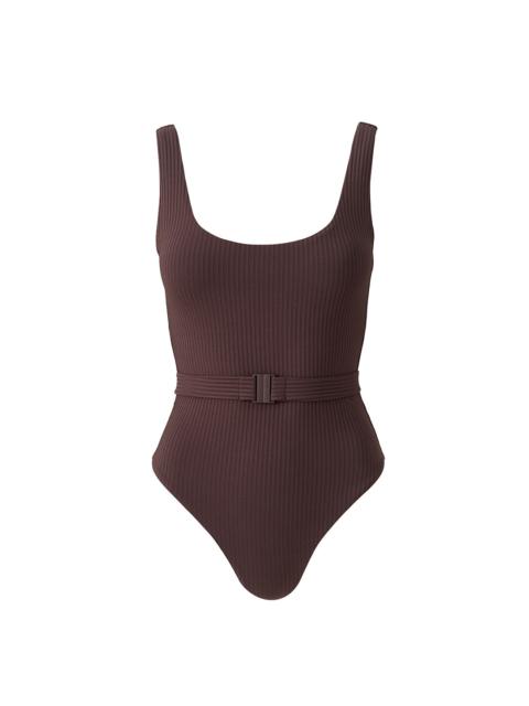MELISSA ODABASH RIO BROWN RIBBED SWIMSUIT
