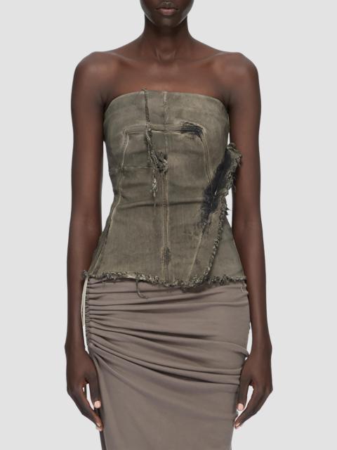 Rick Owens Women's Distressed Denim Bustier Top - Dust Combo