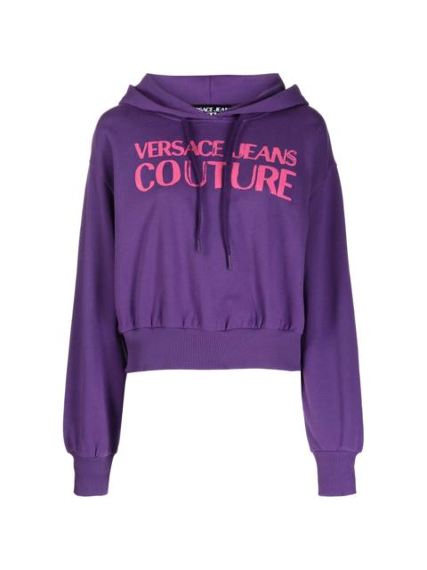 VERSACE JEANS COUTURE logo-print cropped cotton hoodie