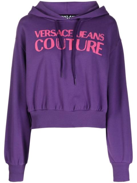 VERSACE JEANS COUTURE logo-print cropped cotton hoodie