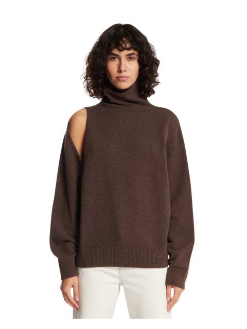 armarium Brown Wool and Cashmere Shoulder Cut-Out Sweater