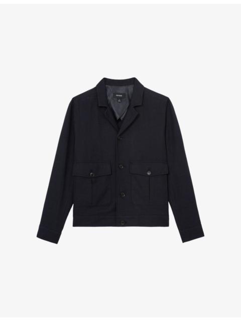 REISS Gandine Flap-Pocket Cotton-Blend Hopsack Jacket