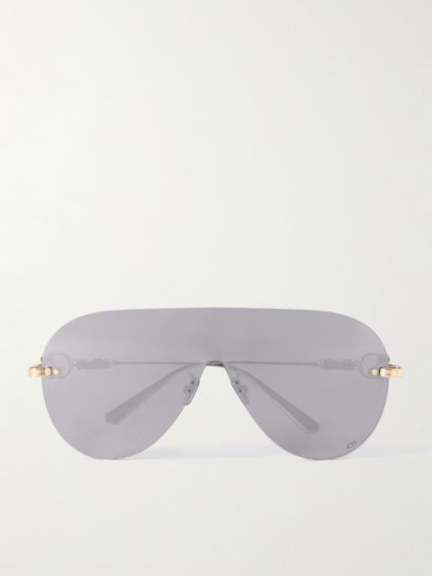 Dior Cd Chain M2u Rimless Aviator-style Gold-tone Sunglasses