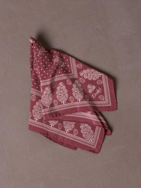 Drake's Red Paisley Spot Print Silk Pocket Square