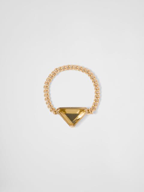 Eternal Gold chain ring in yellow gold with green quartz