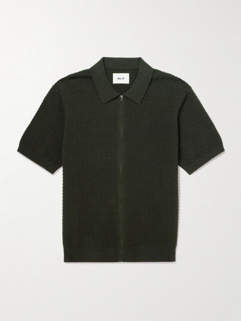 NN07 Gustav 600160 Textured Organic Cotton Zip-Up Polo Shirt