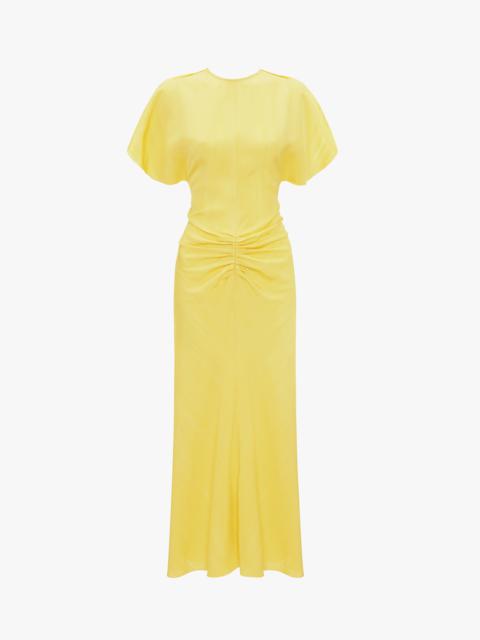 Victoria Beckham Gathered Waist Midi Dress In Sunflower