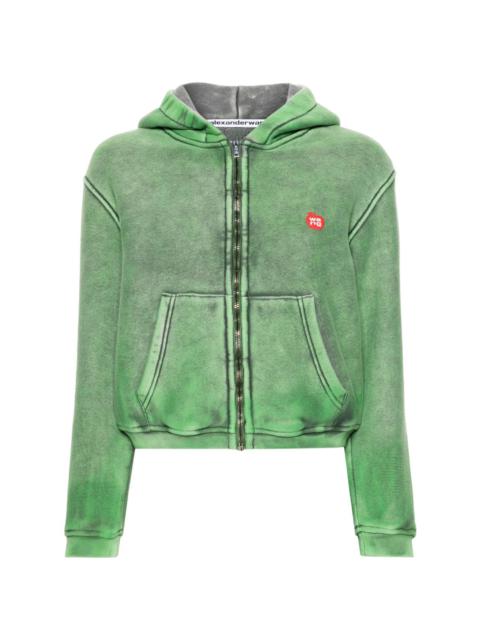 Alexander Wang logo-patch distressed zipped-up hoodie 