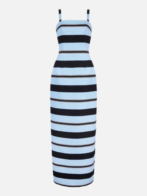 EMILIA WICKSTEAD Regina Dress in Blue & Black Striped Taffeta Faille