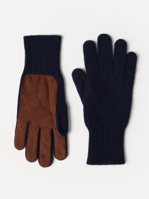 Brunello Cucinelli Cashmere knit gloves with suede palm