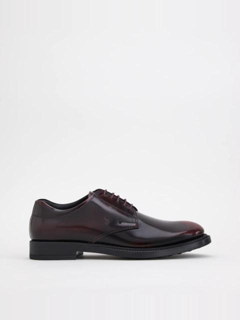 Tod's LACE-UPS IN LEATHER - BURGUNDY