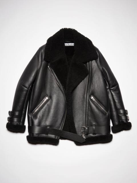 Leather shearling jacket - Black / Black