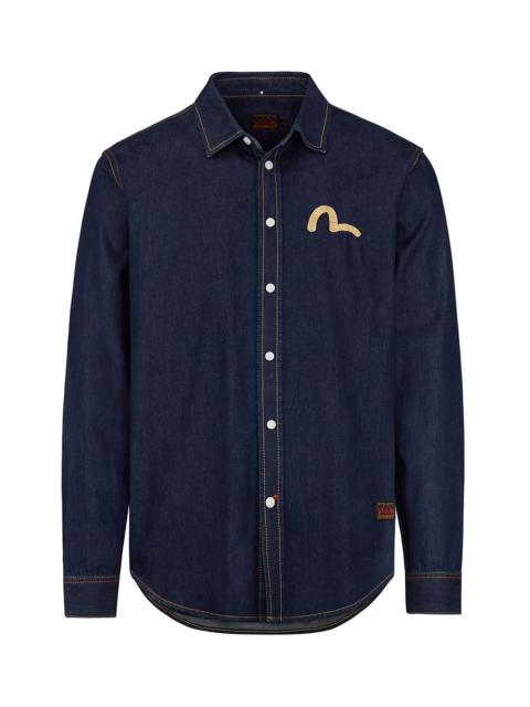 EVISU DISCHARGE TAKA CALLIGRAPHY DENIM SHIRT