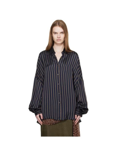 Dries Van Noten Navy Cotton Cocoon Shirt