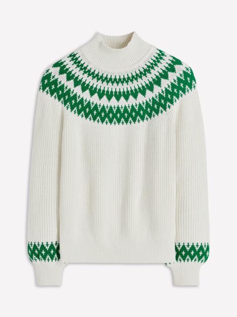 BODEN Bianca Cotton Ribbed Sweater-Warm Ivory Fair Isle