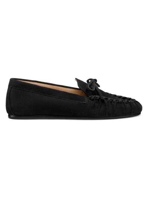 Stuart Weitzman Women's Britt Bow Suede Loafers - Black