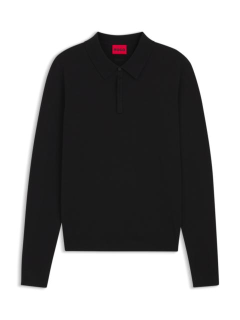 HUGO KNIT POLO SWEATER WITH CONCEALED PLACKET IN SLIM FIT