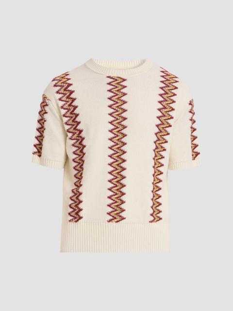 JW Anderson Men's Chevron Knit Cotton Sweater - Ivory