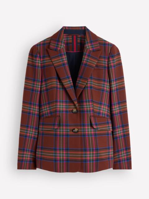 BODEN Stamford Wool Blazer-Brown, Blue and Orange Check