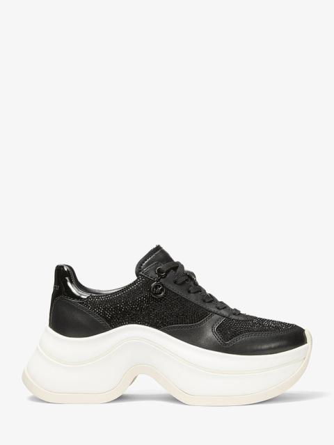 MICHAEL KORS Arla Embellished Leather Trainer