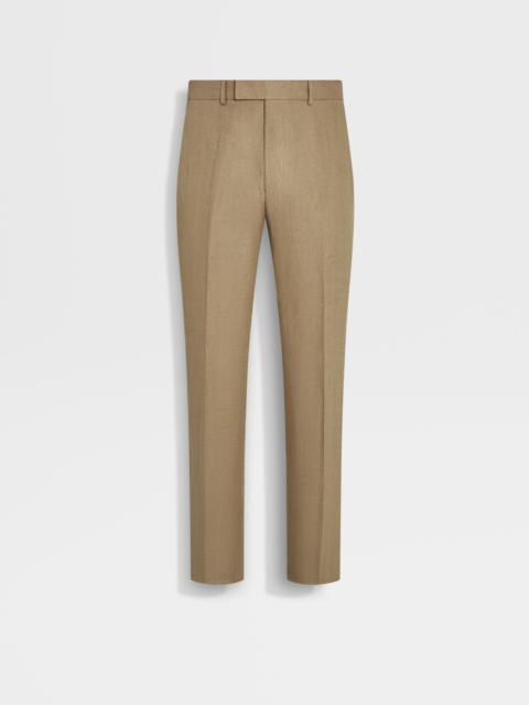 ZEGNA OLIVE GREEN OASI LINO PANTS